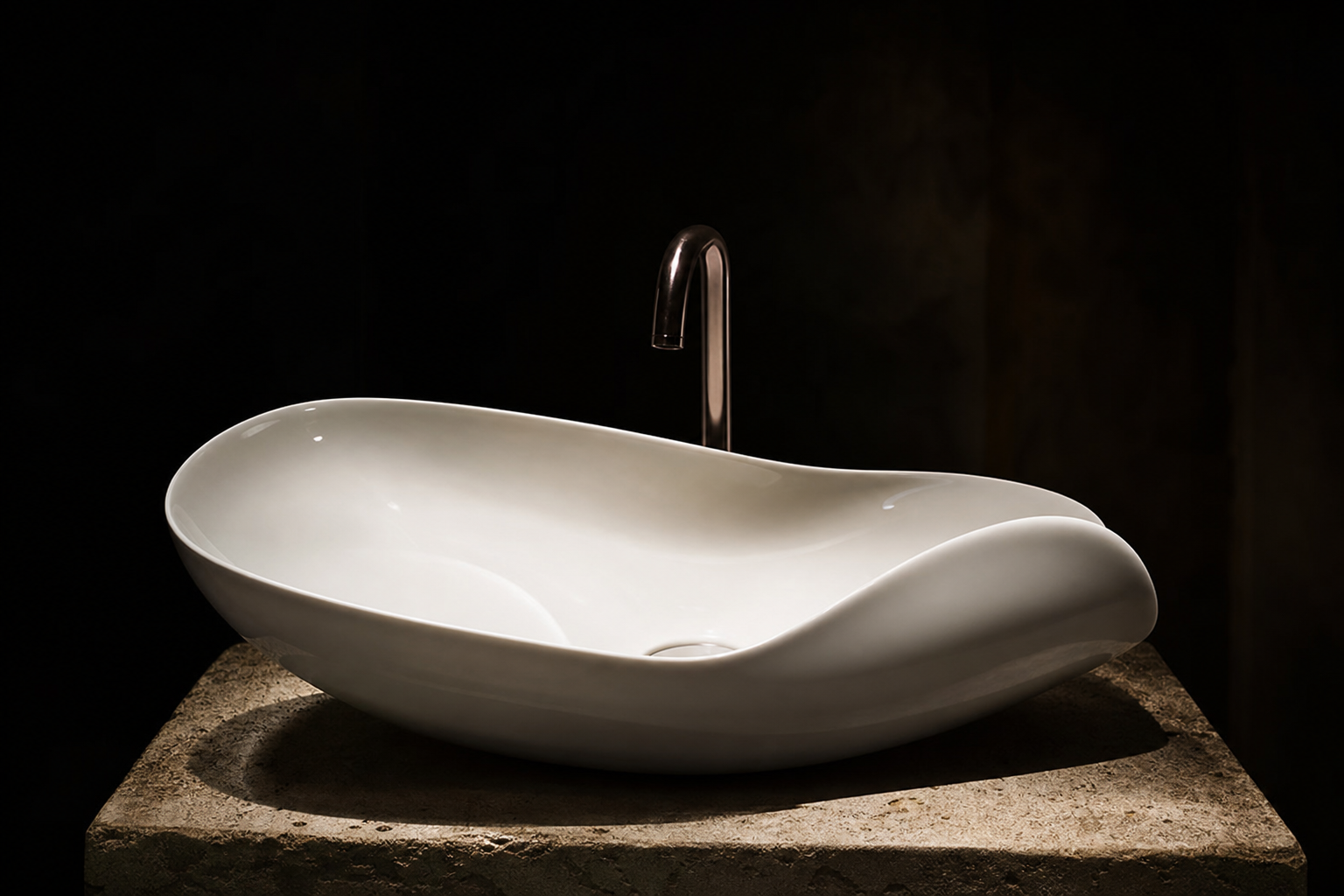 Lavatório esculpido em porcelanato
